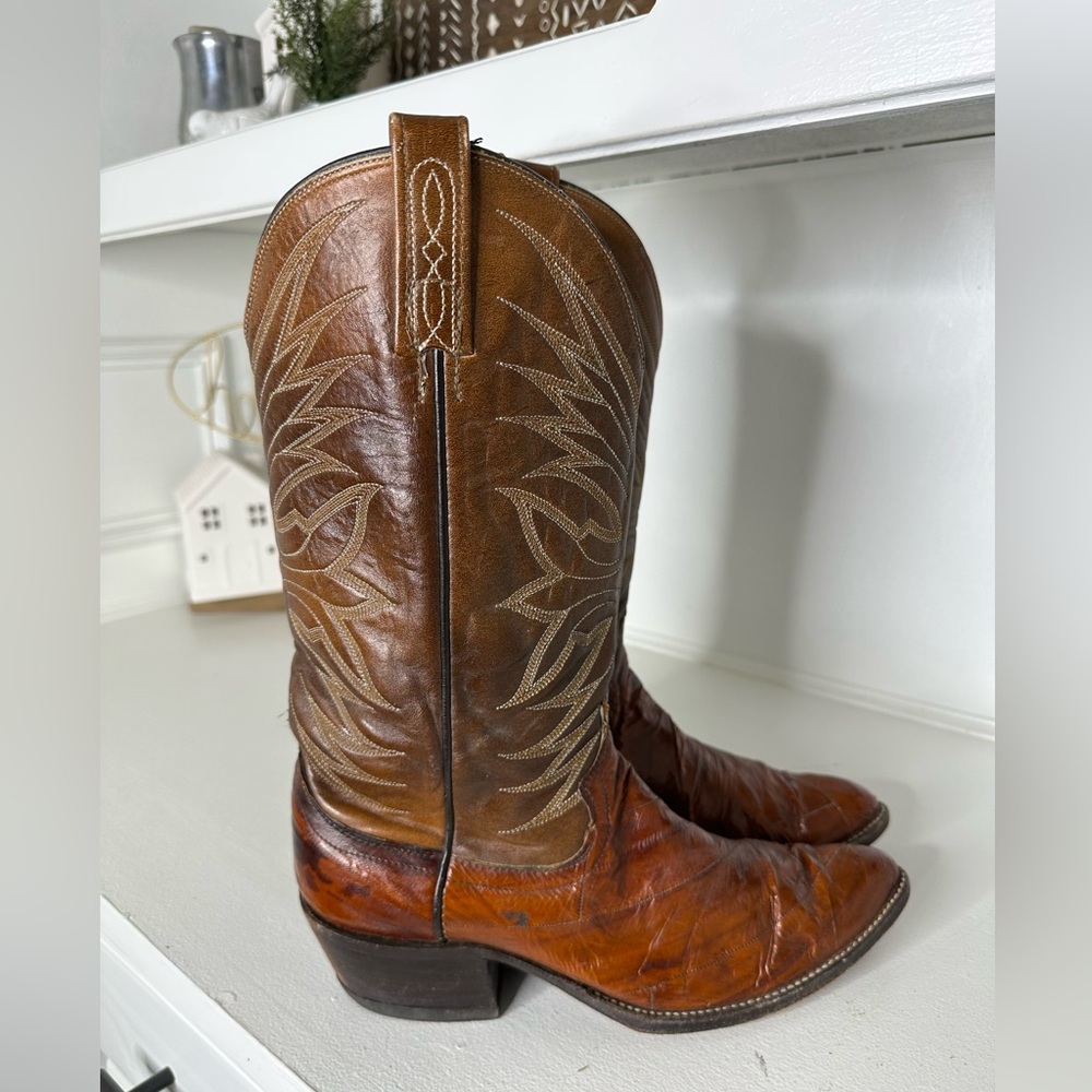 Vintage Dan Post Cowboy Boots – Women’s Size 7.5– Two-Tone Teju Lizard - Picture 5 of 10